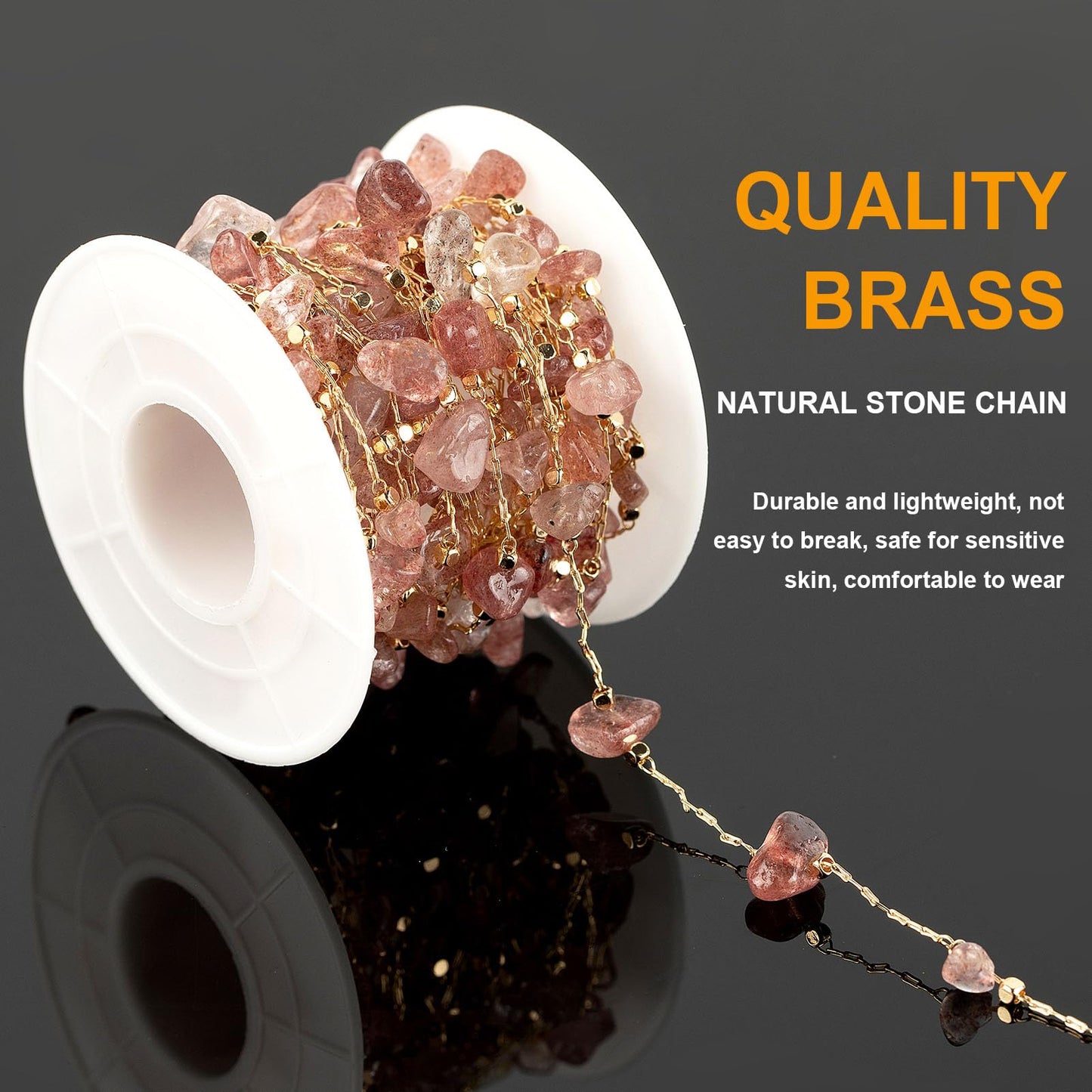 Natural Gemstone Jewelry Chain with Jump Rings and Clasps