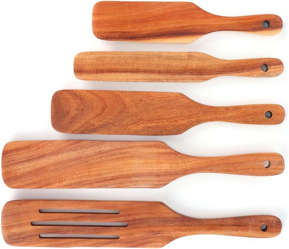 Wooden Spatula Set, 5 Pieces for Cooking and Stirring