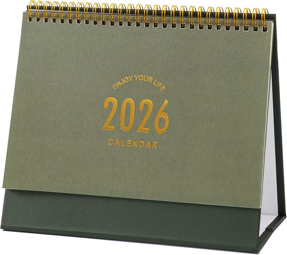 Large 2025-2026 Desk Calendar with Metal Ring Binding