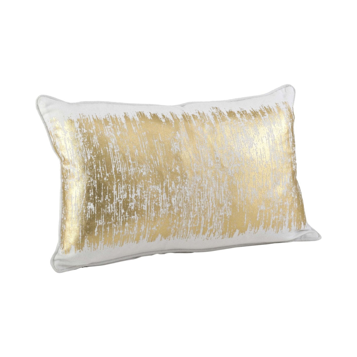 Agatha Metallic Banded Design Cotton Down Filled Throw Pillow-Gold,12" x 20"