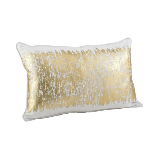 Agatha Metallic Banded Design Cotton Down Filled Throw Pillow-Gold,12" x 20"