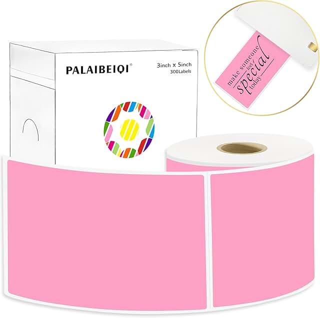 Pink 3x5 Inch Waterproof Label Stickers, 300 Pack