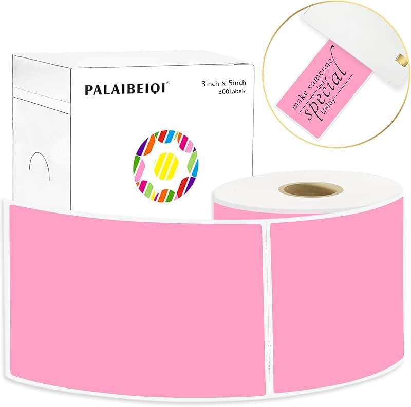 Pink 3x5 Inch Waterproof Label Stickers, 300 Pack