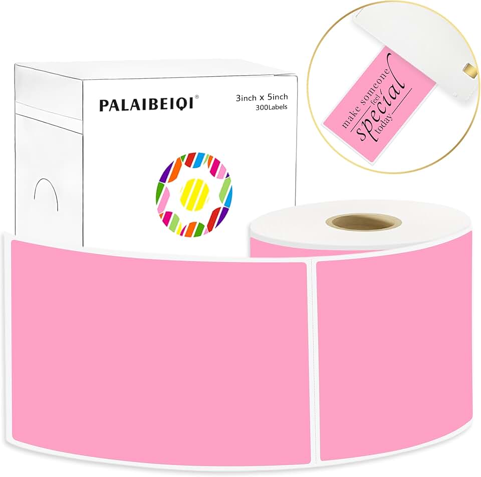 Pink 3x5 Inch Waterproof Label Stickers, 300 Pack