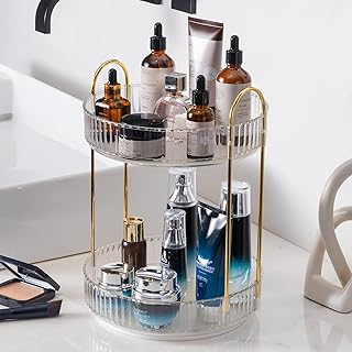 360° Rotating Makeup Organizer with 2 Tiers