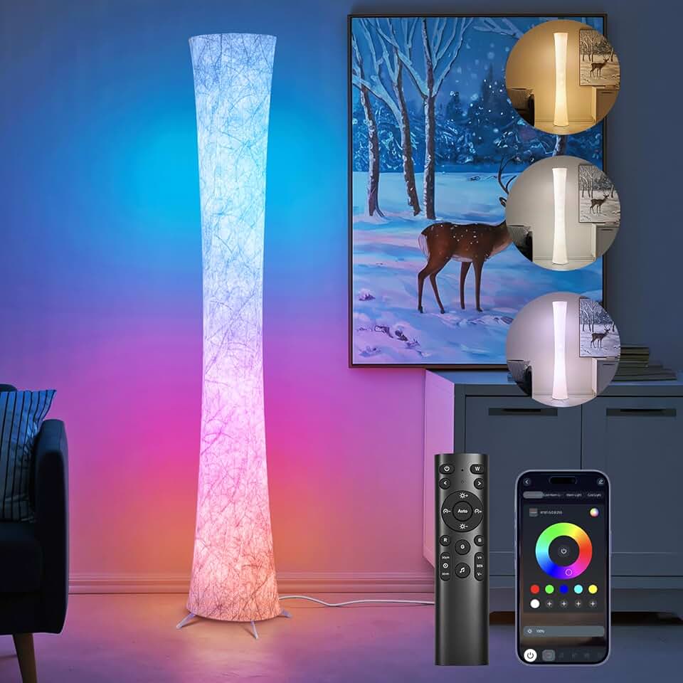 Smart RGB LED Floor Lamp with Music Sync and Color Control