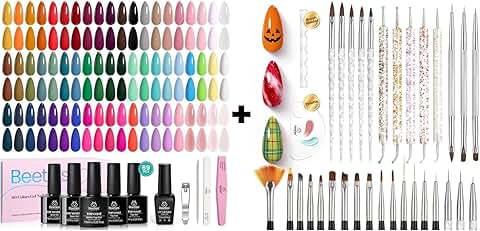 Winter Gel Nail Polish Set with 60 Colors and 31 Nail Art Tools