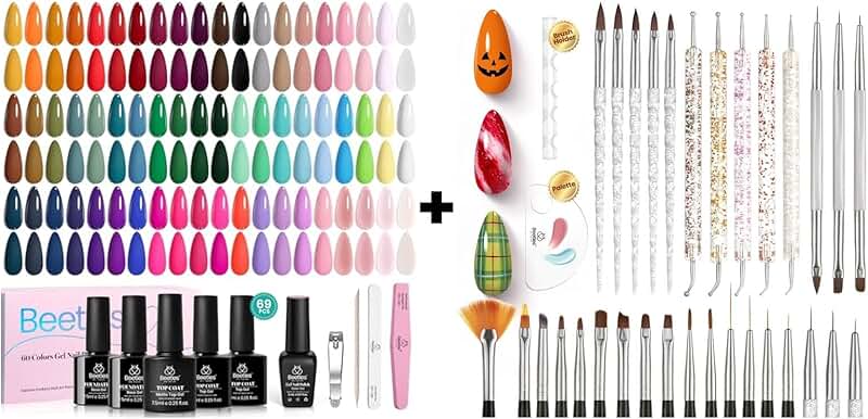 Winter Gel Nail Polish Set with 60 Colors and 31 Nail Art Tools