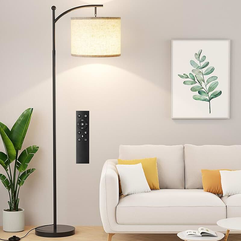 60-inch modern floor lamp with remote control and adjustable brightness