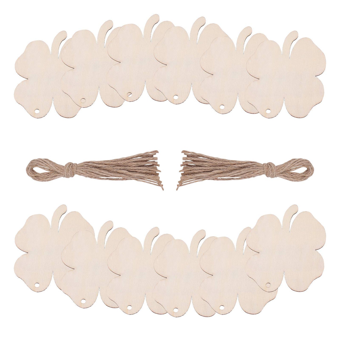 20pcs Shamrock Wooden Ornaments 8x7.2cm