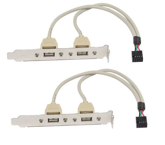 Two USB 2.0 Motherboard Rear Panel Cables (2-Pack)
