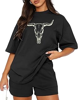 Women’s Boho Cow Skull Graphic T-Shirt for Country Concerts
