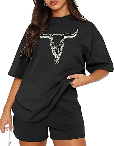 Women’s Boho Cow Skull Graphic T-Shirt for Country Concerts