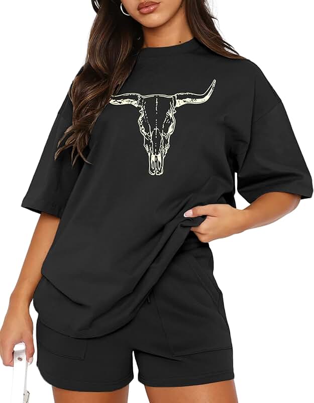 Women’s Boho Cow Skull Graphic T-Shirt for Country Concerts