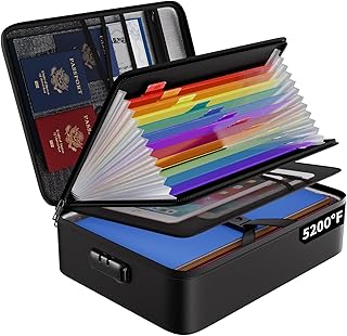 Fireproof File Organizer Bag with 13 Colorful Pockets