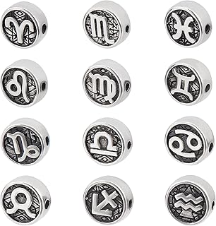 12 Styles Stainless Steel Constellation Spacer Beads, 10mm