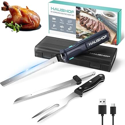 Cordless Electric Knife Set for Meat and Bread