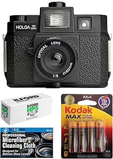 Medium Format Film Camera with Built-in Flash and Accessories Bundle