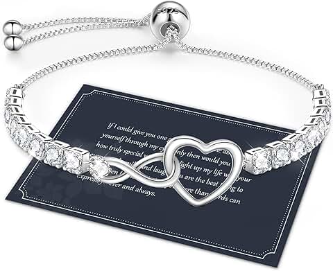 Heart Silver Bracelet with Cubic Zirconia for Women