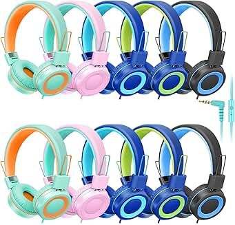 Bulk Classroom Headphones for Students, 10 Pack