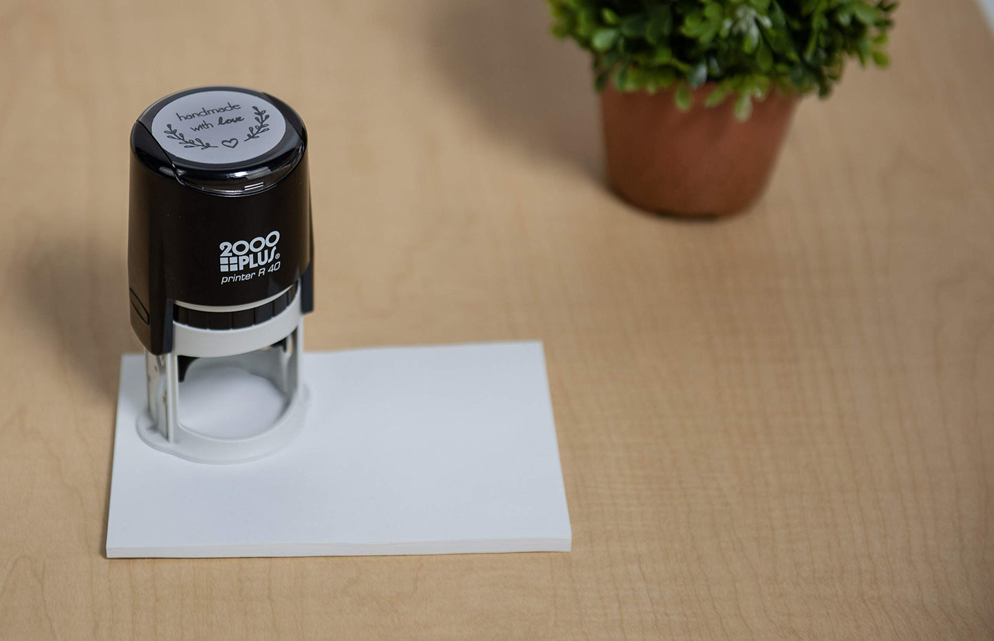 Self-Inking Round Stamp with Heart and Olive Branch