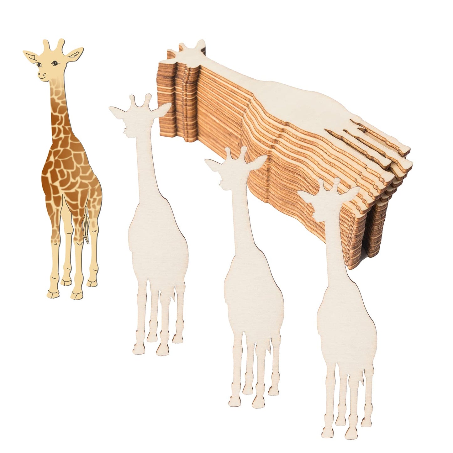 20Pcs Wooden Giraffe Cutouts for Crafts and Decorations