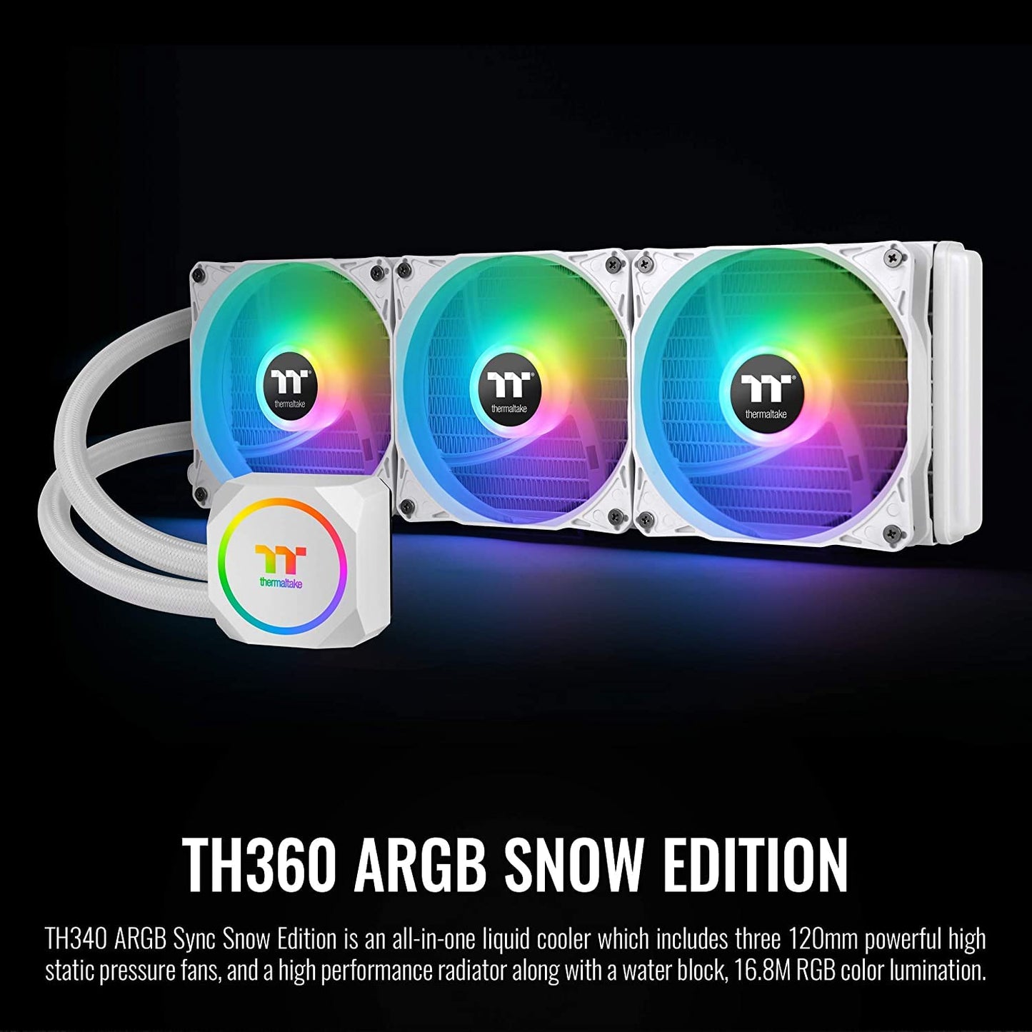 TH360 ARGB Motherboard Sync Snow Edition Intel LGA1700 Ready/AM5/AMD All-in-One Liquid Cooling System 360mm High Efficiency Radiator CPU Cooler CL-W302-PL12SW-B, White