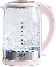 1.7L Glass Electric Kettle with One Touch, LED Base, Auto Shut-Off