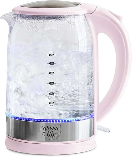 1.7L Glass Electric Kettle with One Touch, LED Base, Auto Shut-Off