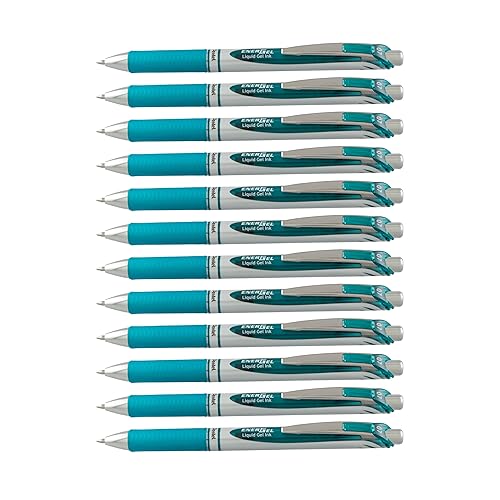 12 Turquoise Blue Gel Pens with Metal Tips