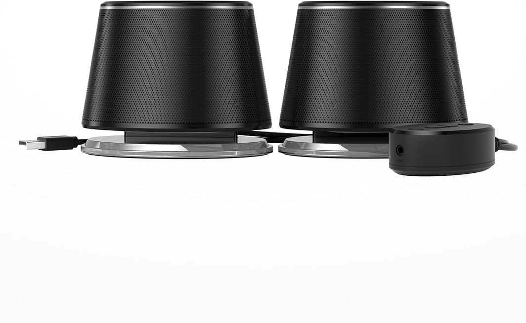 Bluetooth computer speakers with USB and blue lighting