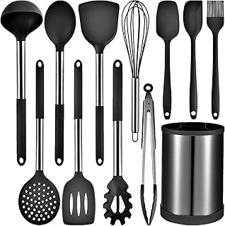 12-Piece Non-Stick Kitchen Utensil Set with Silicone and Steel Handles