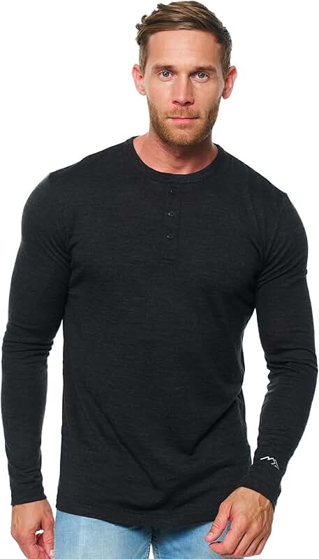 Men's 100% Merino Wool Long Sleeve Base Layer