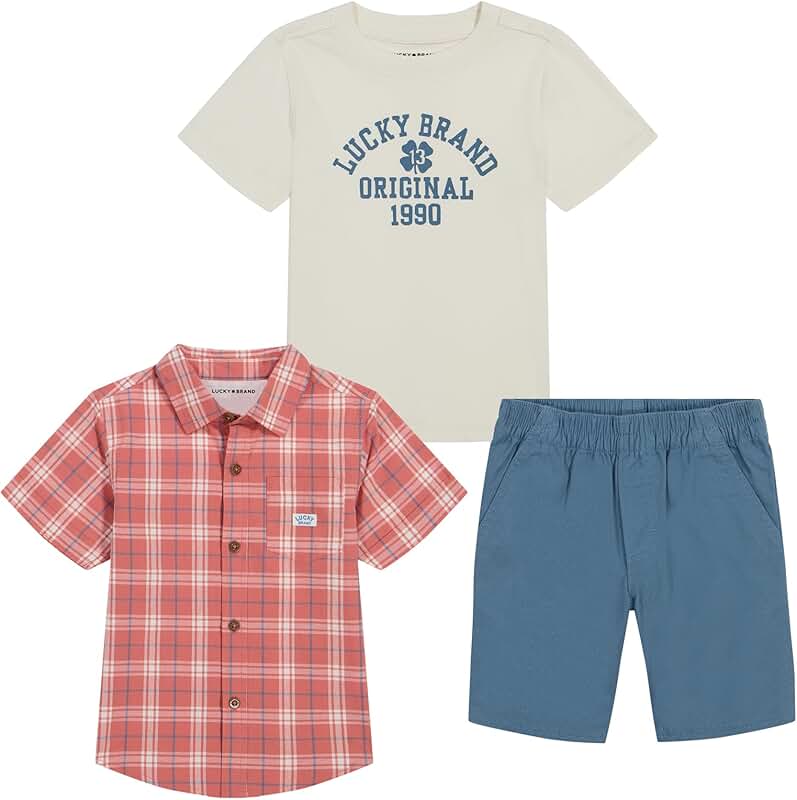 Boys' 3-Piece Woven Knit Short Set