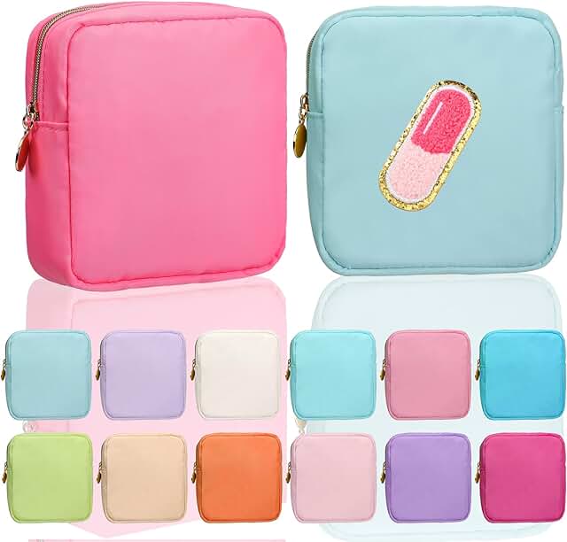 Set of 12 Colorful Waterproof Mini Makeup Bags