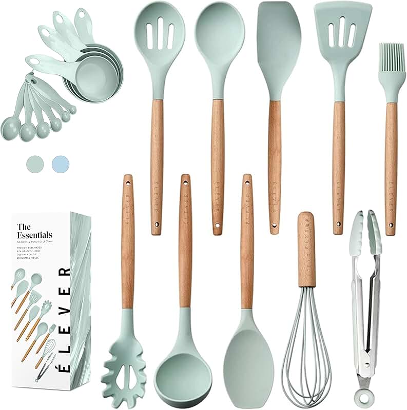 20-Piece Pastel Green Kitchen Utensil Set