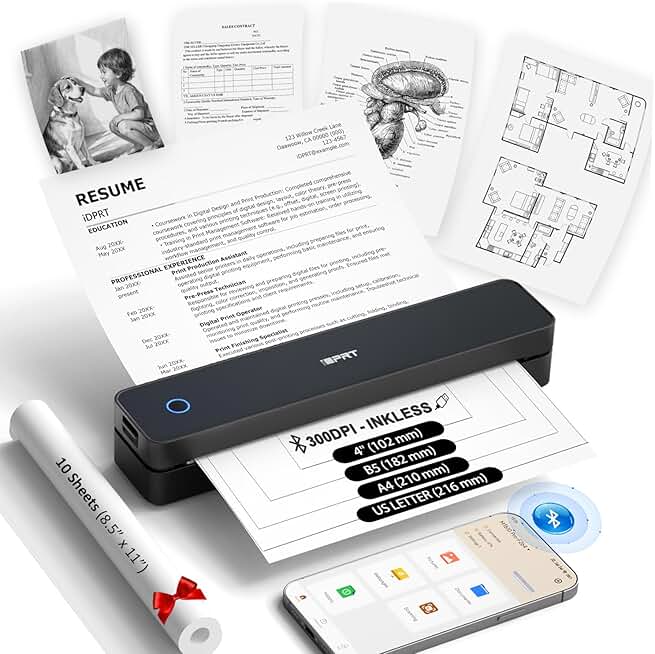 Portable Wireless Thermal Printer for Travel and Office