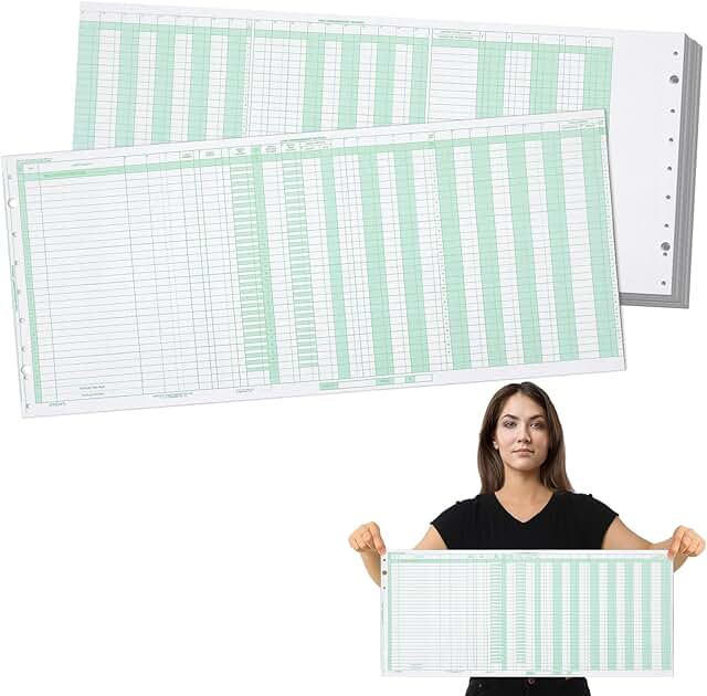 40 Expense and Ledger Sheets, 25 3/8" x 11"