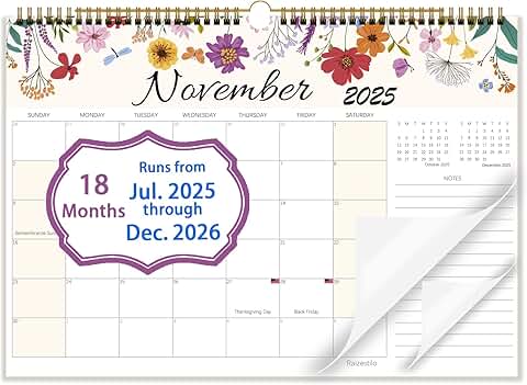 Monthly Desk Calendar for 2025-2026, 17" x 12"