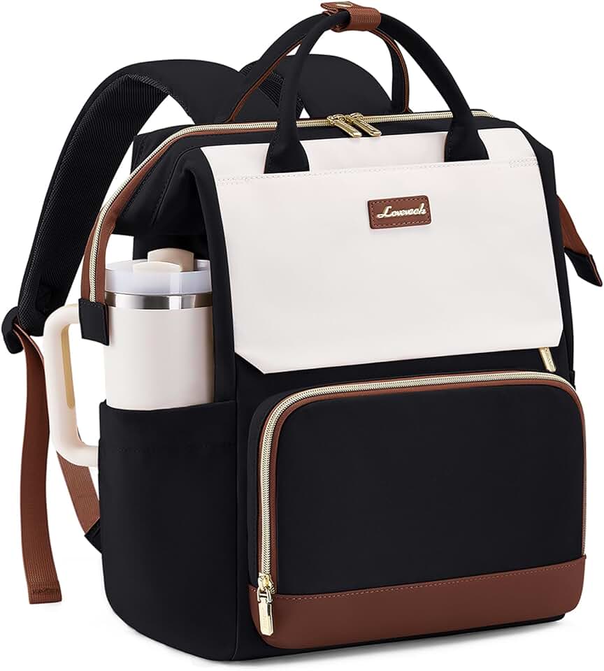 Women’s 15.6-inch Waterproof Laptop Backpack with Tumbler Holder