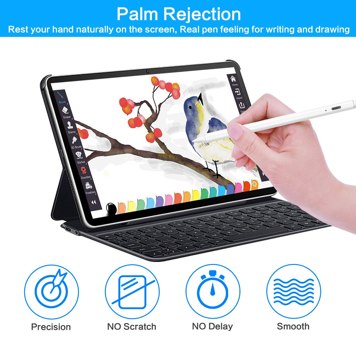 Stylus Pen for Apple iPad Pencil - Active Pen with Palm Rejection Compatible with 2018-2022 Apple iPad 9th 8th 7th 6th Generation iPad Air 5th 4th 3rd Gen iPad Pro 11-12.9 Inch iPad Mini 6th 5th Gen