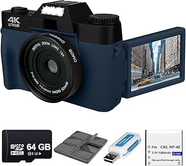 4K 56MP Digital Camera with Flip Screen and WiFi