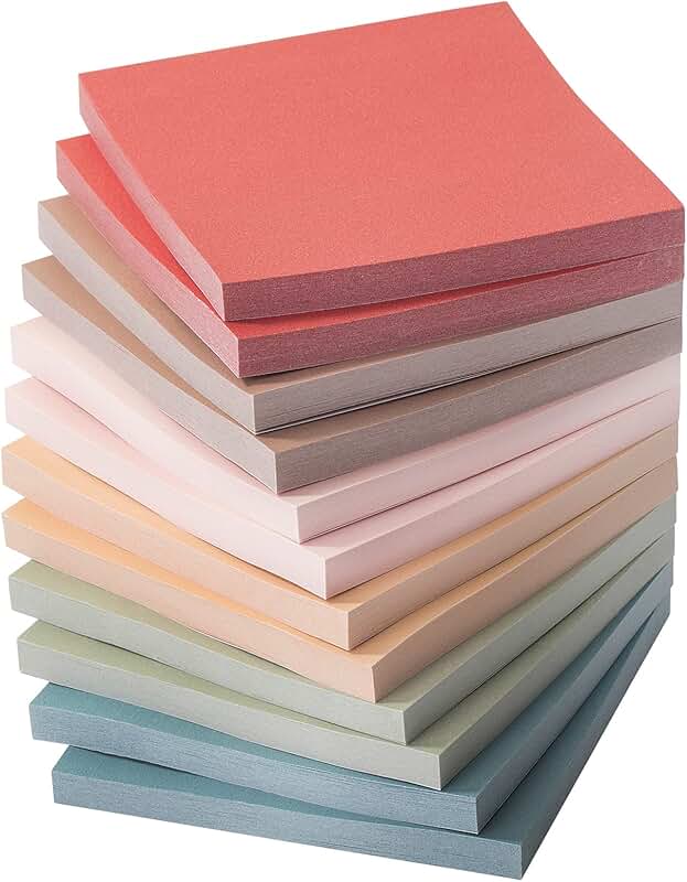 Colorful 3x3 Sticky Note Pads, 12 Pack