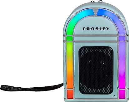 Aqua Blue Mini Jukebox Bluetooth Speaker with Lights and Microphone