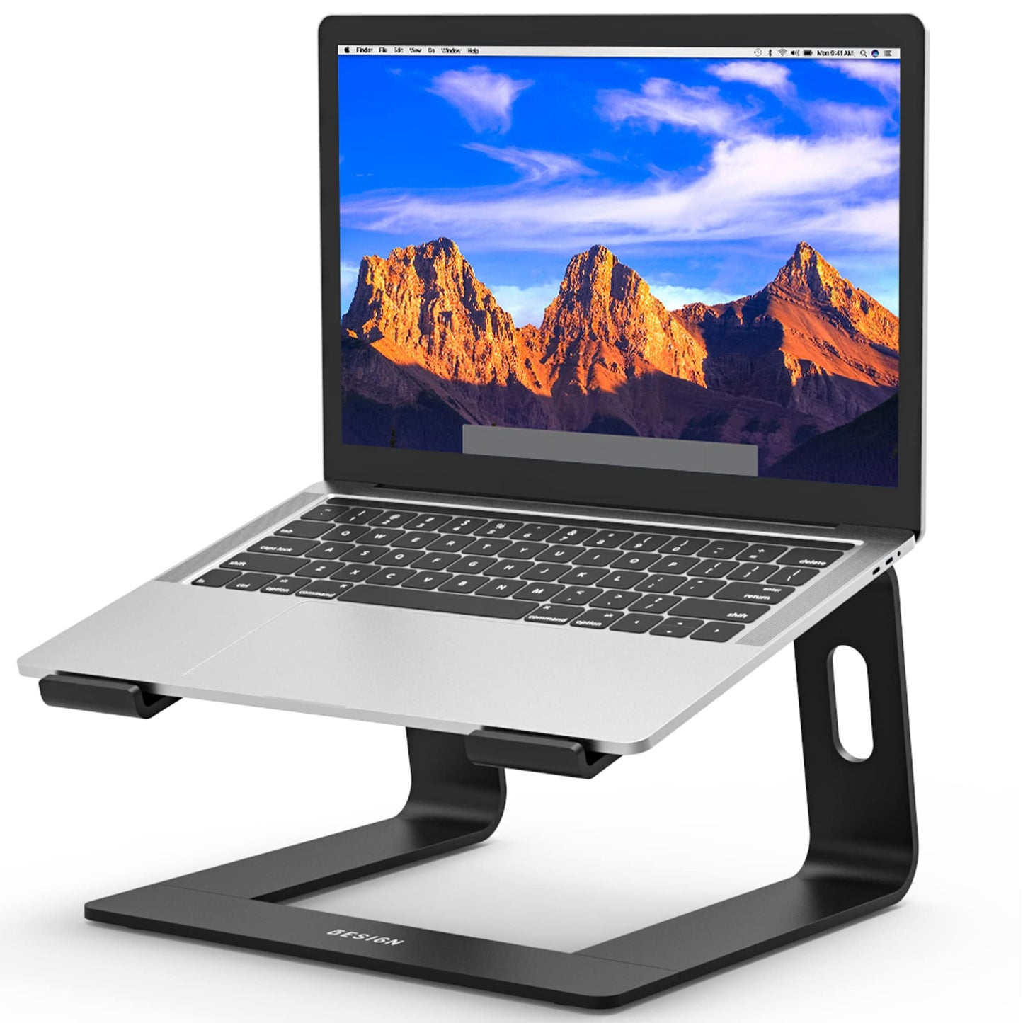 LS03 Aluminum Laptop Stand, Ergonomic Detachable Computer Stand, Riser Holder Notebook Stand Compatible with Air, Pro, Dell, HP, Lenovo More 10-15.6" Laptops, Black