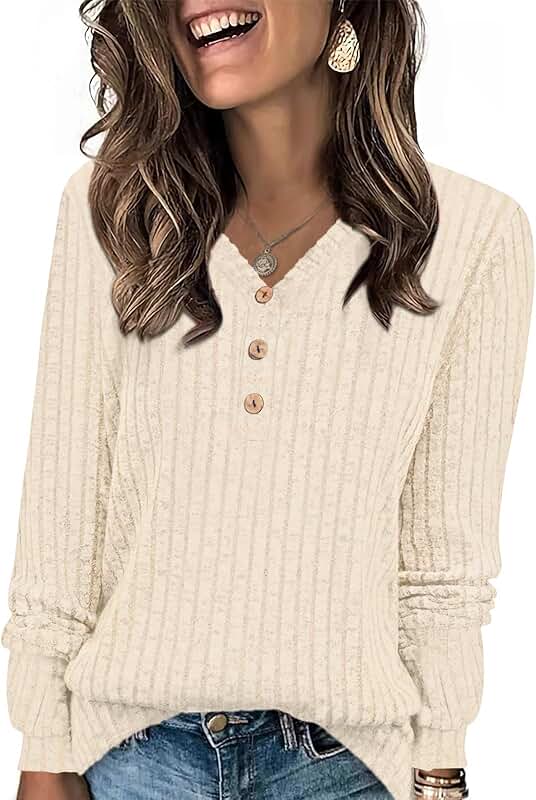 Women's Long Sleeve V-Neck Sweater for Fall