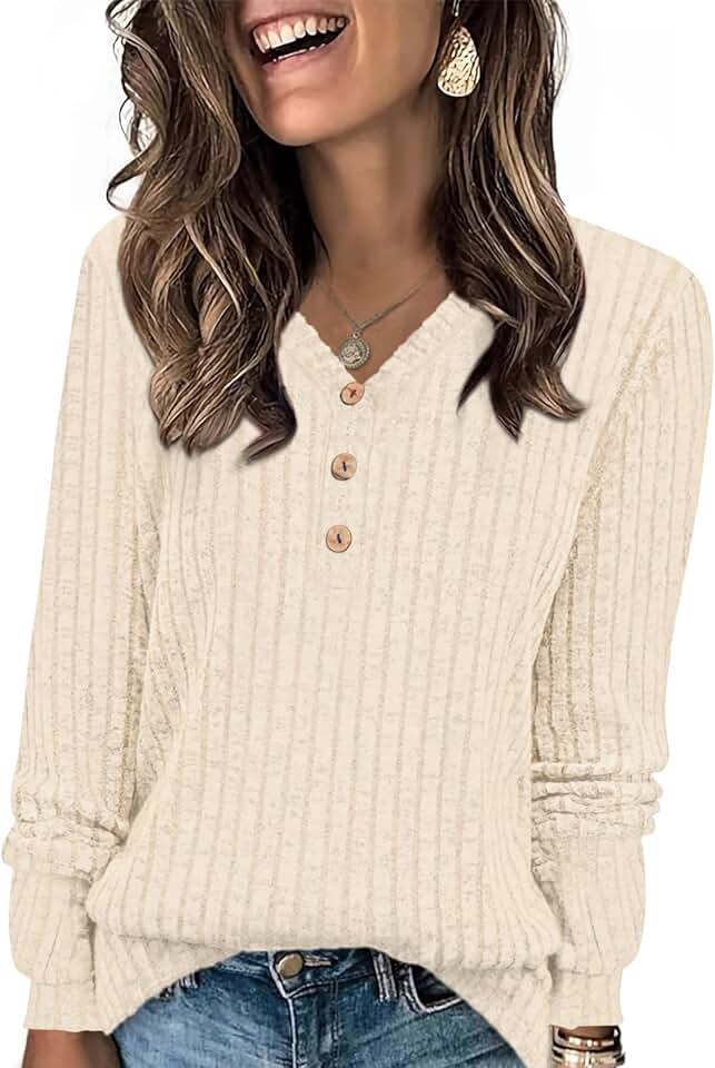 Women's Long Sleeve V-Neck Sweater for Fall