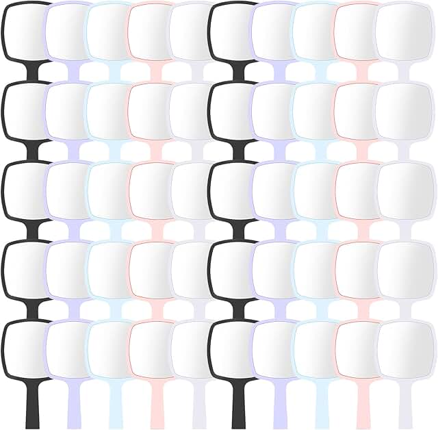 Set of 50 Handheld Mirrors with Handles for Travel and Home