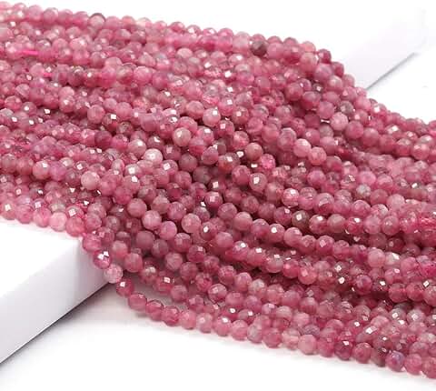Pink Tourmaline Beads, 15-inch, 4mm, Faceted Loose Beads