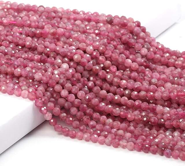 Pink Tourmaline Beads, 15-inch, 4mm, Faceted Loose Beads